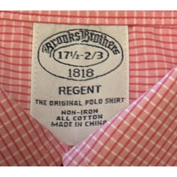 Brooks Brothers Regent Polo Button-Down Shirt Pink Cotton Men Size 17 1/2 (READ) - Picture 4 of 16